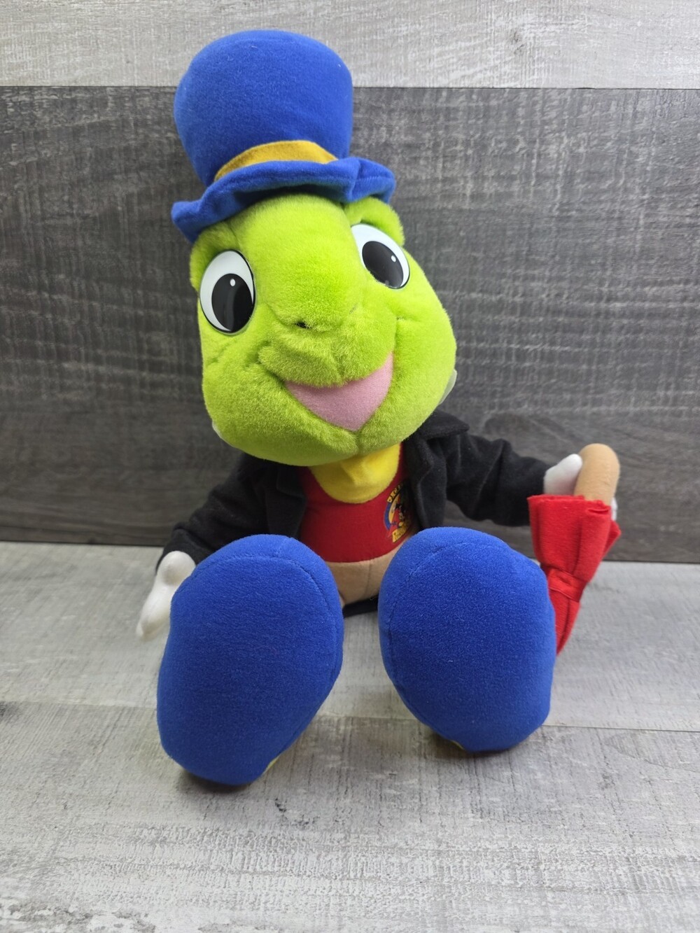 Vintage Mattel Jiminy Cricket Plush Doll Pinocchio Disney 1992 Umbrella 15" b306